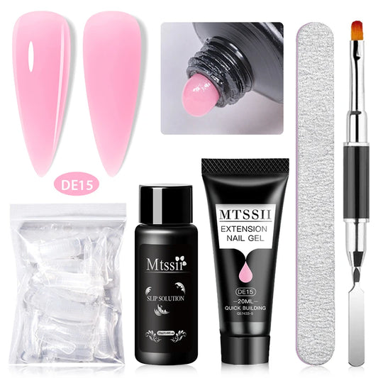 20Ml Extension Nail Gel Set Full Manicure Kit Nude Pnk White Quick Extension Nails Building Fingertips Tools Set