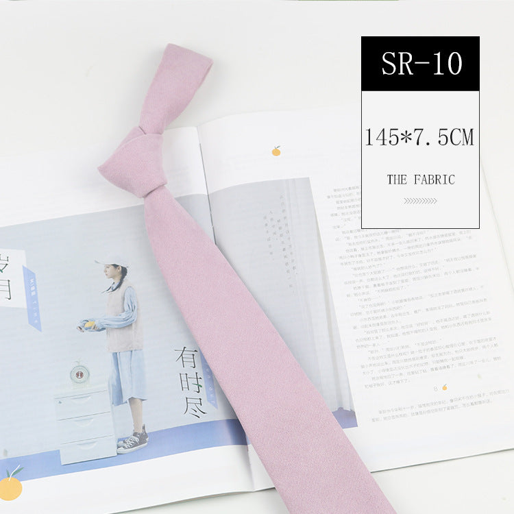 Casual Suede Pure Color Artistic Shirt Macaron Color 7cm Hand Tie