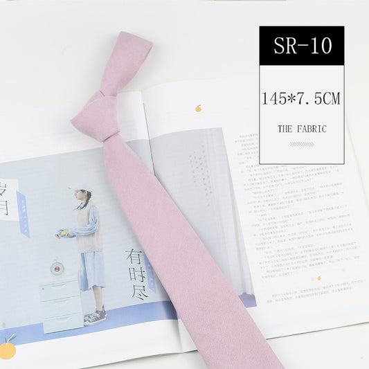 Casual Suede Pure Color Artistic Shirt Macaron Color 7cm Hand Tie