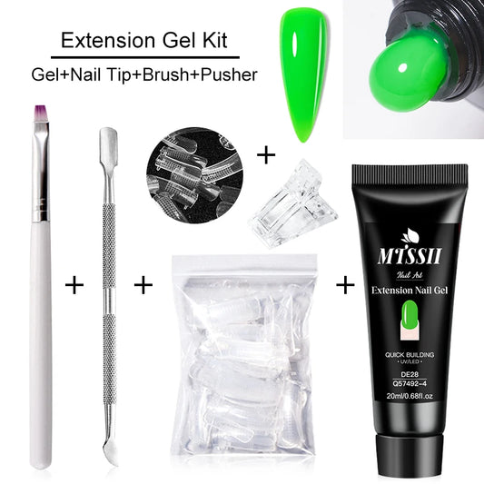 20Ml Extension Nail Gel Set Full Manicure Kit Nude Pnk White Quick Extension Nails Building Fingertips Tools Set