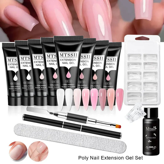 20Ml Extension Nail Gel Set Full Manicure Kit Nude Pnk White Quick Extension Nails Building Fingertips Tools Set