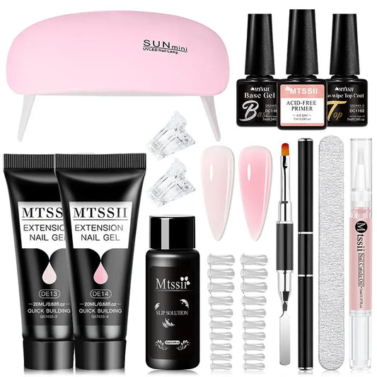 20Ml Extension Nail Gel Set Full Manicure Kit Nude Pnk White Quick Extension Nails Building Fingertips Tools Set