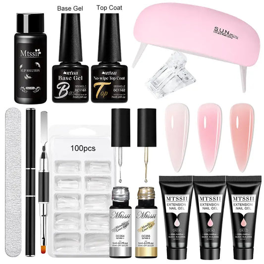 20Ml Extension Nail Gel Set Full Manicure Kit Nude Pnk White Quick Extension Nails Building Fingertips Tools Set