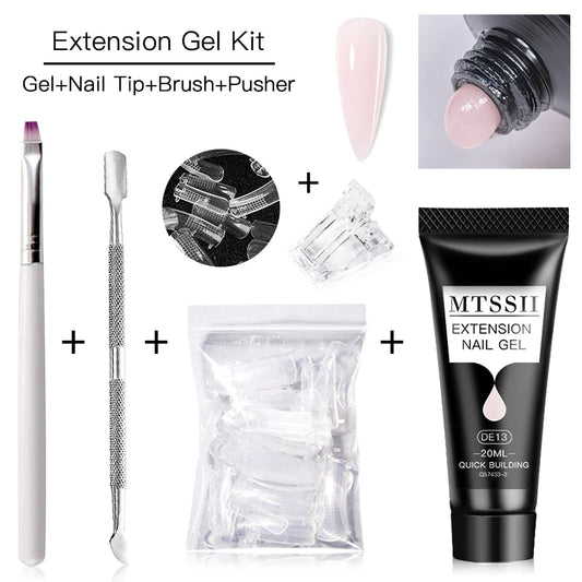 20Ml Extension Nail Gel Set Full Manicure Kit Nude Pnk White Quick Extension Nails Building Fingertips Tools Set