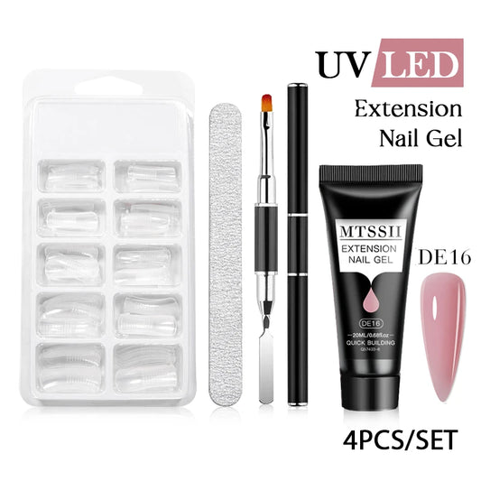 20Ml Extension Nail Gel Set Full Manicure Kit Nude Pnk White Quick Extension Nails Building Fingertips Tools Set