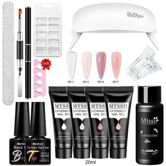 20Ml Extension Nail Gel Set Full Manicure Kit Nude Pnk White Quick Extension Nails Building Fingertips Tools Set