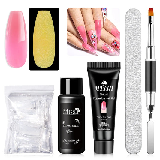 20Ml Extension Nail Gel Set Full Manicure Kit Nude Pnk White Quick Extension Nails Building Fingertips Tools Set