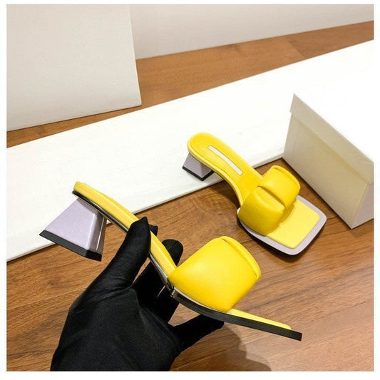 Short-heel Candy Color Flip-flops Cute Sweet High Heel Sandals For Women