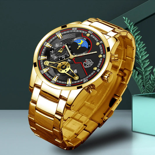Reloj Hombre Men'S Luxury 3-Piece Business Watches Mens Full Calendar Leisure Sports Watch Men Stainless Steel Quartz Wishwatch