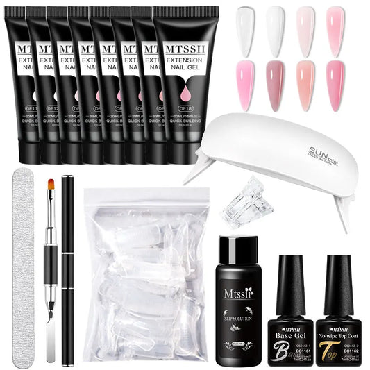 20Ml Extension Nail Gel Set Full Manicure Kit Nude Pnk White Quick Extension Nails Building Fingertips Tools Set
