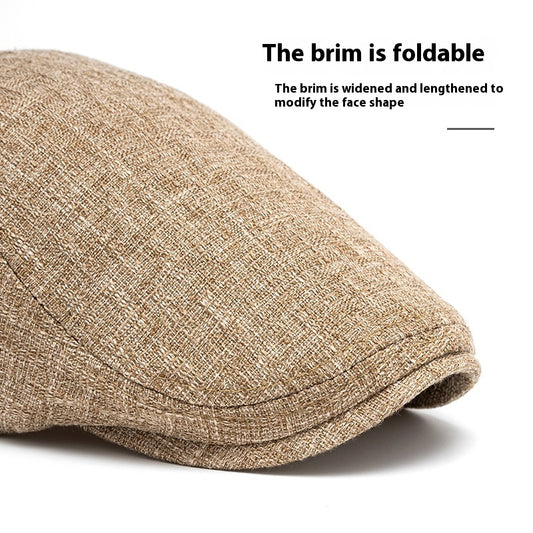 Breathable Cotton And Linen Beret Men's Retro Peaked Cap
