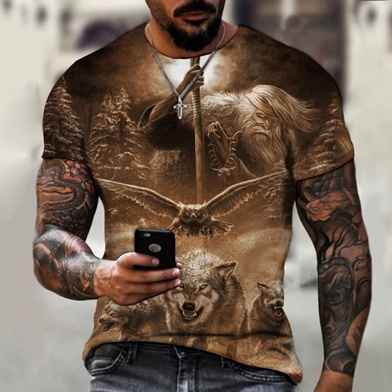 High Quailty Big Size Animal Lion Men T-Shirt 3D Print Polyester Breathable Lightweight Summer Essential Shirt Accept Custom