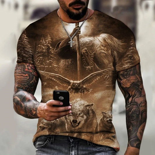 High Quailty Big Size Animal Lion Men T-Shirt 3D Print Polyester Breathable Lightweight Summer Essential Shirt Accept Custom