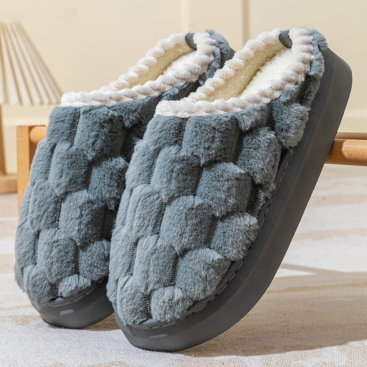 Indoor fluffy Non-slip Thick Bottom And Warm Keeping Cotton Slippers