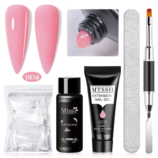 20Ml Extension Nail Gel Set Full Manicure Kit Nude Pnk White Quick Extension Nails Building Fingertips Tools Set