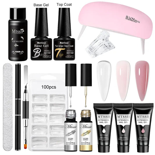 20Ml Extension Nail Gel Set Full Manicure Kit Nude Pnk White Quick Extension Nails Building Fingertips Tools Set