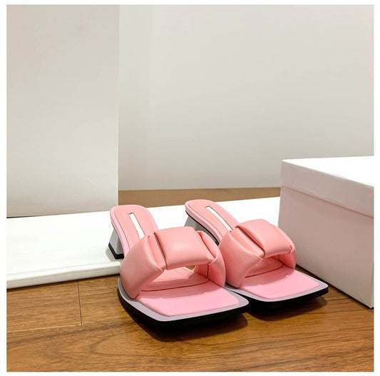 Short-heel Candy Color Flip-flops Cute Sweet High Heel Sandals For Women