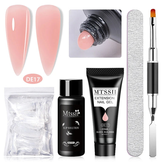 20Ml Extension Nail Gel Set Full Manicure Kit Nude Pnk White Quick Extension Nails Building Fingertips Tools Set