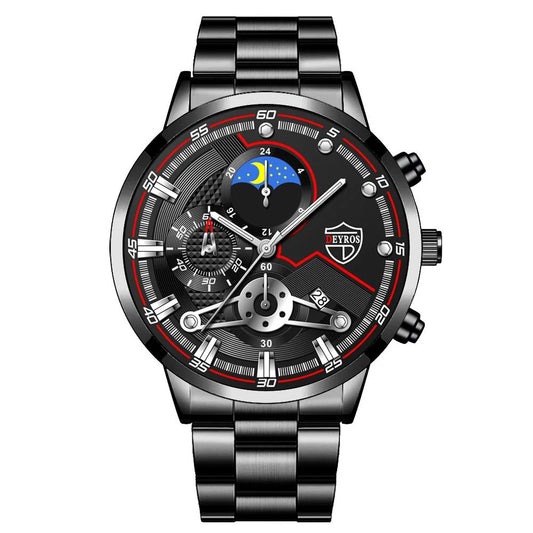 Reloj Hombre Men'S Luxury 3-Piece Business Watches Mens Full Calendar Leisure Sports Watch Men Stainless Steel Quartz Wishwatch