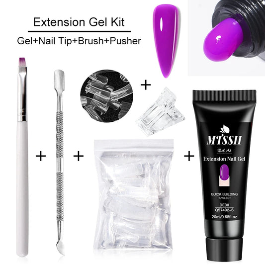 20Ml Extension Nail Gel Set Full Manicure Kit Nude Pnk White Quick Extension Nails Building Fingertips Tools Set