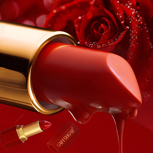 6 Colors Gold Bar Tube Lipstick Matte Texture Pearlescent Glitter Velvet Lipstick Valentine'S Day Gift 6PCS