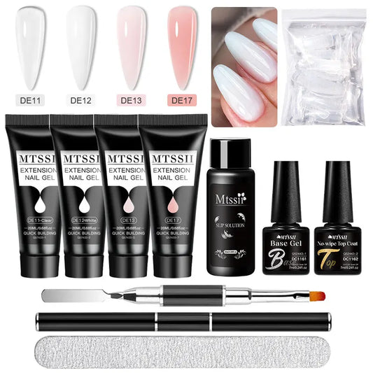 20Ml Extension Nail Gel Set Full Manicure Kit Nude Pnk White Quick Extension Nails Building Fingertips Tools Set