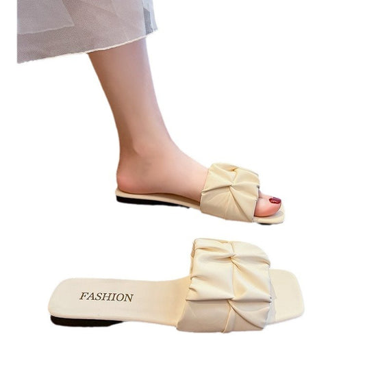 Women's summer Flat Plus Size Square Toe Slippers