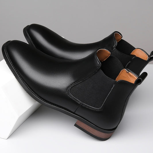 Italian Chelsea Men's High-top Casual Business Wear Pointed Leather Boots